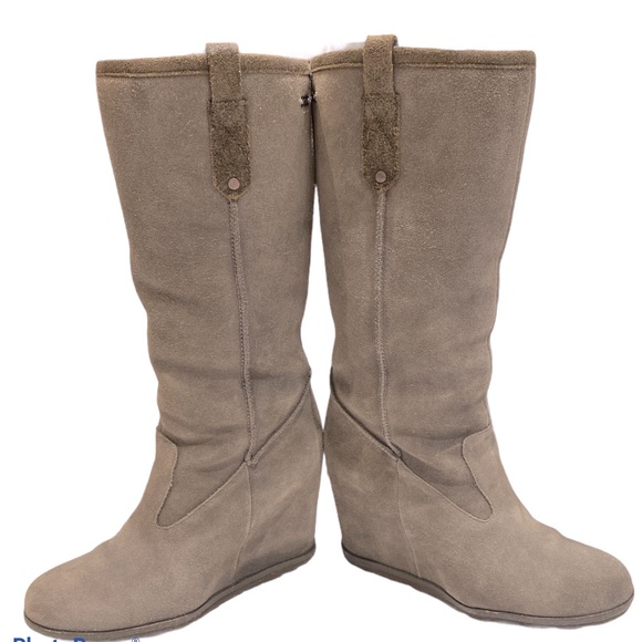 UGG Soleil Shearling Tall Wedge Boot Grey 7 - Picture 4 of 11